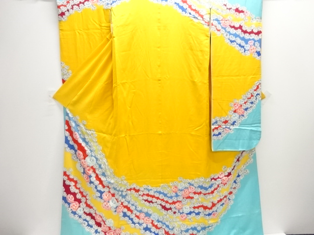JAPANESE KIMONO / KAKESHITA FOR BRIDES / SILK / ABSTRACT FLOWERS